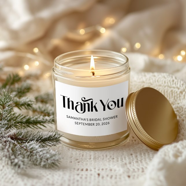 Pegatina Rectangular Elegante Tipografía Agradecimiento de Despedida de (Elegant Typography Bridal Shower Thank You Rectangular Sticker)