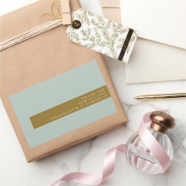 Pegatina Rectangular Elegante tipografía Personalizado de Oliva Azul Gr