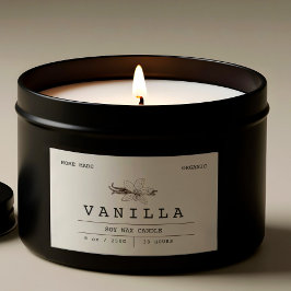 Pegatina Rectangular Elegante Vainilla Beige Boho Candle Labels