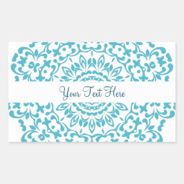 Pegatina Rectangular Elegante y elegante encaje azul verde azulado Perx