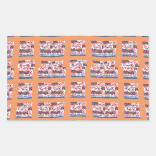 Pegatina Rectangular Elegante y único arte con estampado cardíaco para