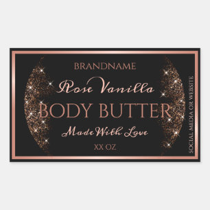 Pegatina Rectangular Elegantes etiquetas de embalaje de productos negro