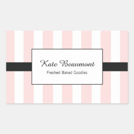 Pegatina Rectangular Elegantes franjas rosa y blanca