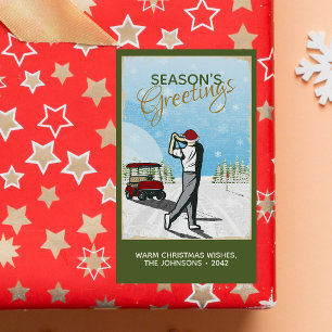 Pegatina Rectangular Elegantes Navidades de golf inspirados en la época
