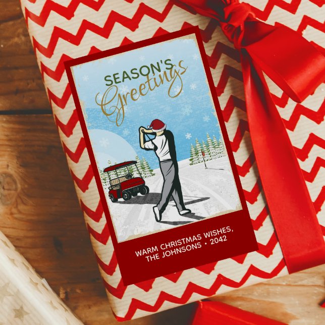 Pegatina Rectangular Elegantes Navidades de golf inspirados en la época (Subido por el creador)