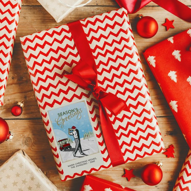 Pegatina Rectangular Elegantes Navidades de golf inspirados en la época (Subido por el creador)