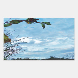 Pegatina Rectangular Elegantes Navidades Holly, cielo azul