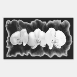 Pegatina Rectangular Elegantes orquídeas de color blanco negro