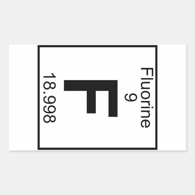 Pegatina Rectangular Elemento 009 - F - Fluorina (completa) (Anverso)