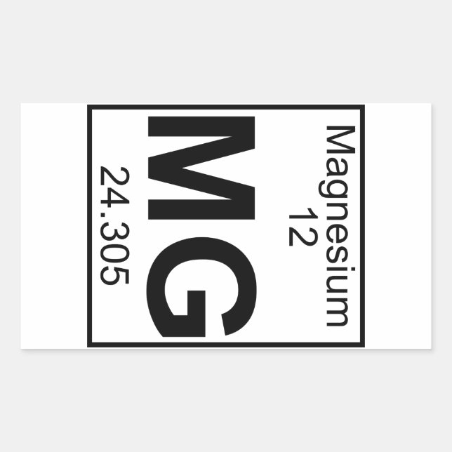 Pegatina Rectangular Elemento 012 - Mg - Magnesio (Completo) (Anverso)