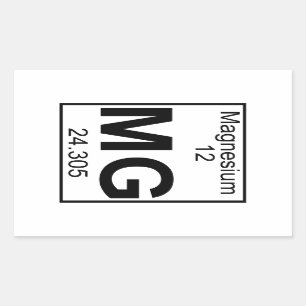 Pegatina Rectangular Elemento 012 - Mg - Magnesio (Completo)