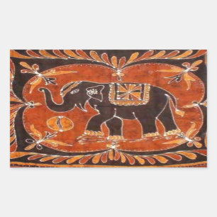Pegatina Rectangular Elephant Batik