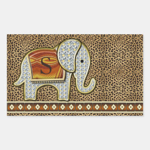 Pegatina Rectangular Elephant Walk Monograma Cheetah ID390