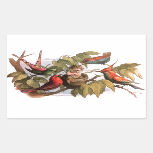 Pegatina Rectangular Elf Bird Sprite Pixie Brownie Fairy Tale