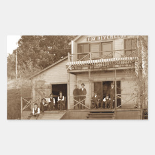 Pegatina Rectangular Elgin de pesca Men Club Fox River Club de los años