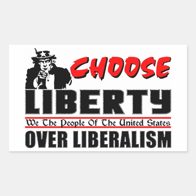 Pegatina Rectangular ¡Elige Libertad Por Liberalismo! (Anverso)