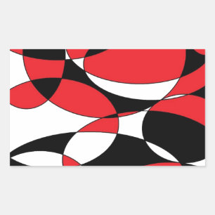 Pegatina Rectangular elípticos negros, blancos y rojos