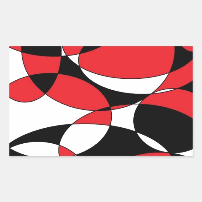 Pegatina Rectangular elípticos negros, blancos y rojos (Anverso)