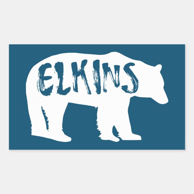 Pegatina Rectangular Elkins West Virginia Bear (Anverso)