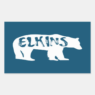Pegatina Rectangular Elkins West Virginia Bear