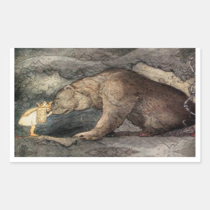 Pegatina Rectangular Ella besó la nariz del oso