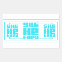 Pegatina Rectangular Ella dijo que retro negrita en turquesa