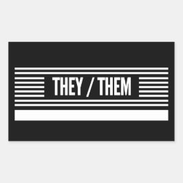 Pegatina Rectangular Ellos en franjas con espacio para escribir