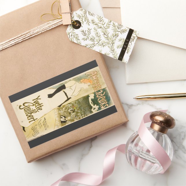 Pegatina Rectangular Embajadores Yvette Guilbert por Theophile Steinlen (Regalar)