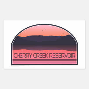 Pegatina Rectangular Embalse de Creek de Cerezos Colorado Red Sunrise