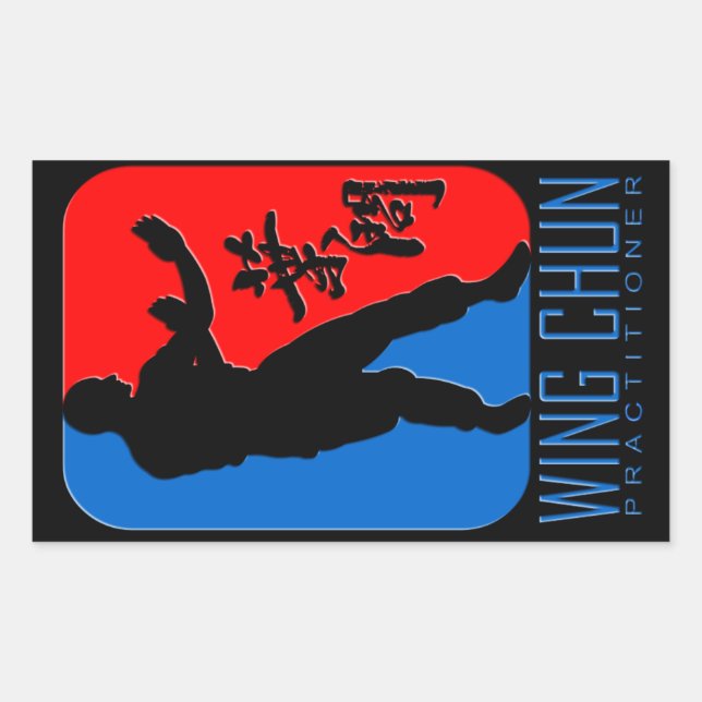 Pegatina Rectangular Emblema "practicante" de Wing Chun (Anverso)