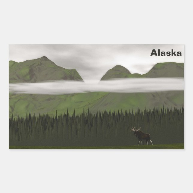 Pegatina Rectangular Emerald Alaska (Anverso)