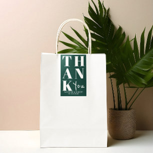 Pegatina Rectangular Emerald Green Bold Simple Gracias Favor De La Boda