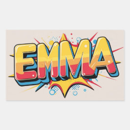 Pegatina Rectangular Emma con una explosión