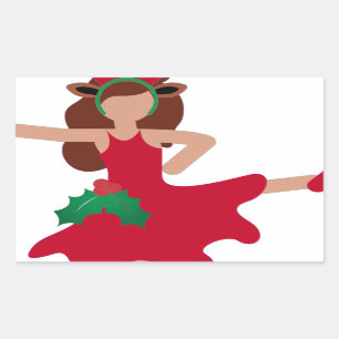 Pegatina Rectangular emoji de bailarina de flamenco de Navidad