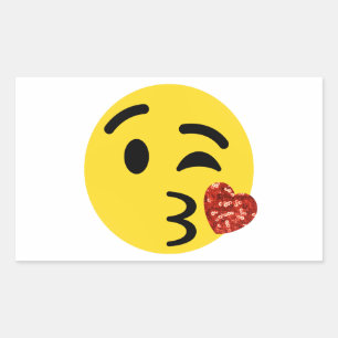 Pegatina Rectangular emoji de beso purpurina