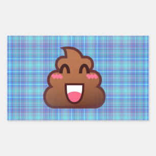 Pegatina Rectangular emoji de caca de plaid