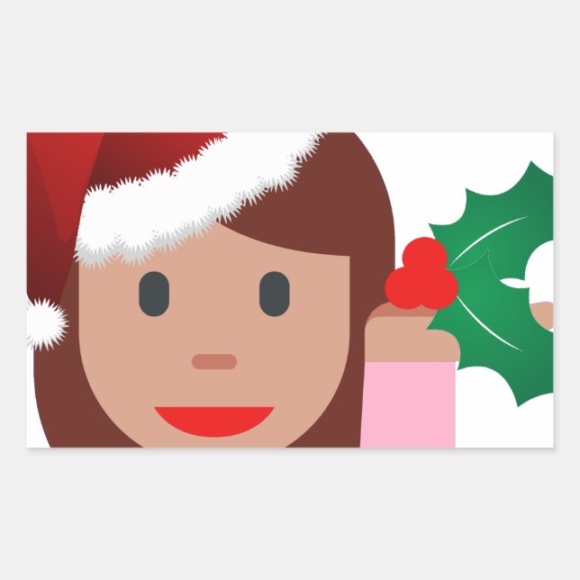 Pegatina Rectangular emoji de chica de información de navidad (Anverso)