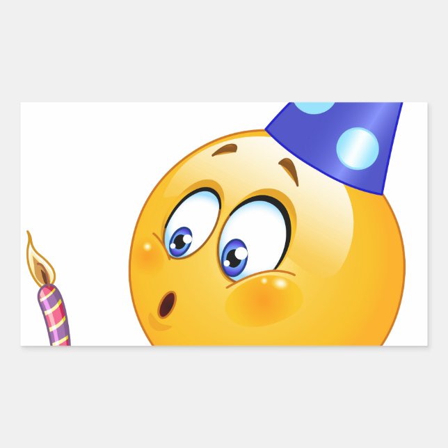 Pegatina Rectangular emoji de cumpleaños (Anverso)