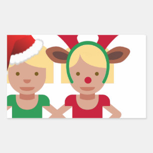Pegatina Rectangular emoji de gemelos navidades santa