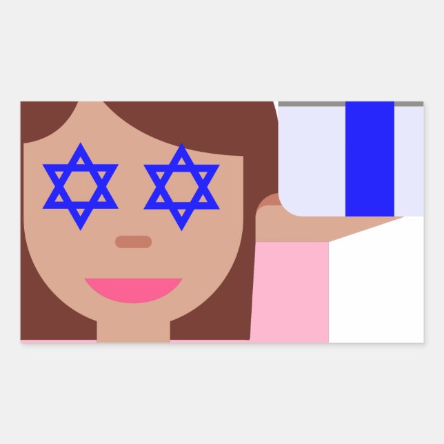 Pegatina Rectangular emoji de giro de pelo de chanukkah (Anverso)