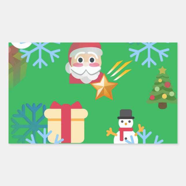 Pegatina Rectangular emoji de navidades verdes (Anverso)