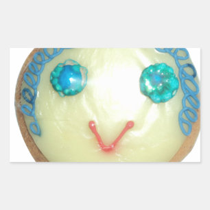 Pegatina Rectangular Emoji de pelo azul Arte Imprimir/Gráfico