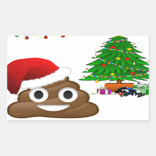 Pegatina Rectangular emoji de poo de navidades