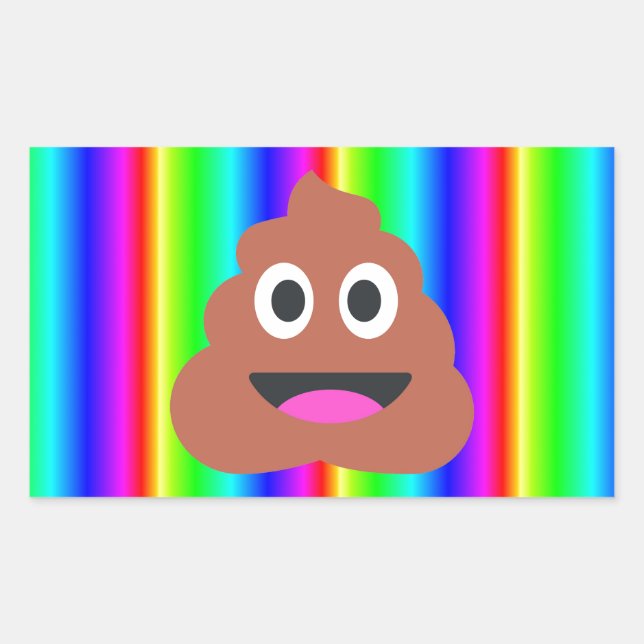 Pegatina Rectangular emoji de popó arco iris (Anverso)