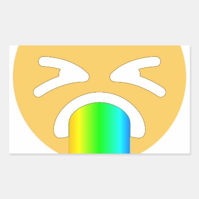 Pegatina Rectangular emoji de puke arco iris (Anverso)
