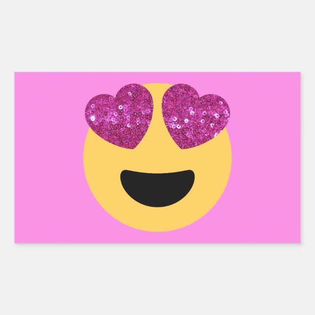 Pegatina Rectangular emoji del ojo del corazón (Anverso)