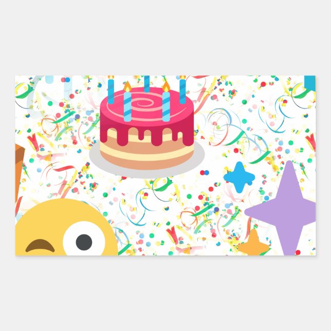 Pegatina Rectangular emoji feliz de cumpleaños (Anverso)