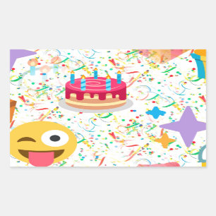 Pegatina Rectangular emoji feliz de cumpleaños