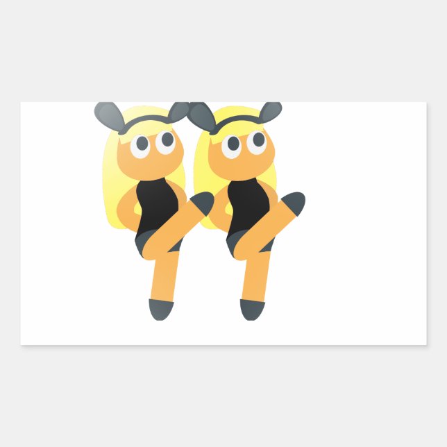 Pegatina Rectangular emoji gemela (Anverso)