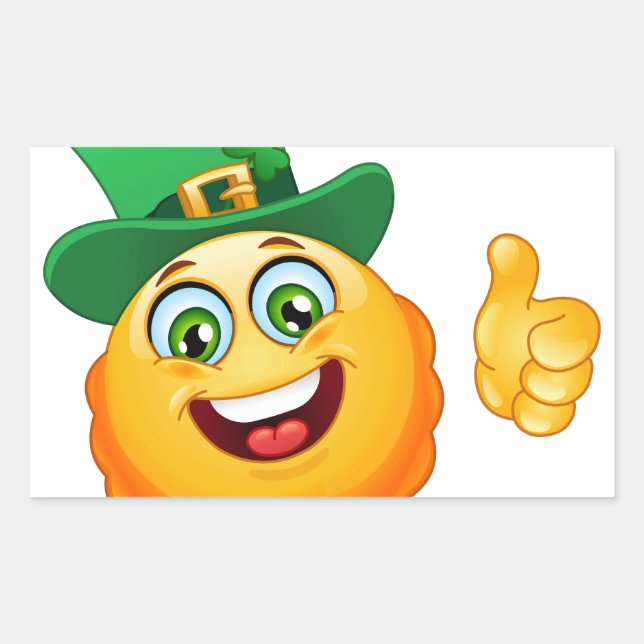 Pegatina Rectangular emoji leprechaun (Anverso)